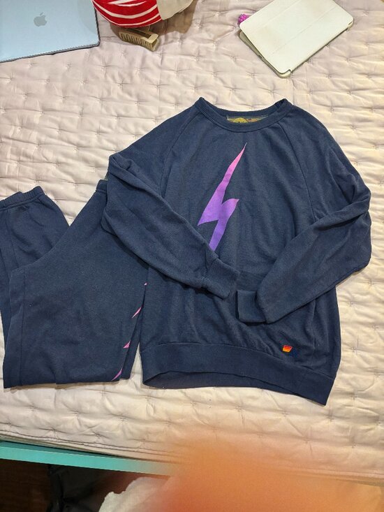 Aviator Tops - Available nation Navy lightning bolt with pink-purple lightning bolt set
